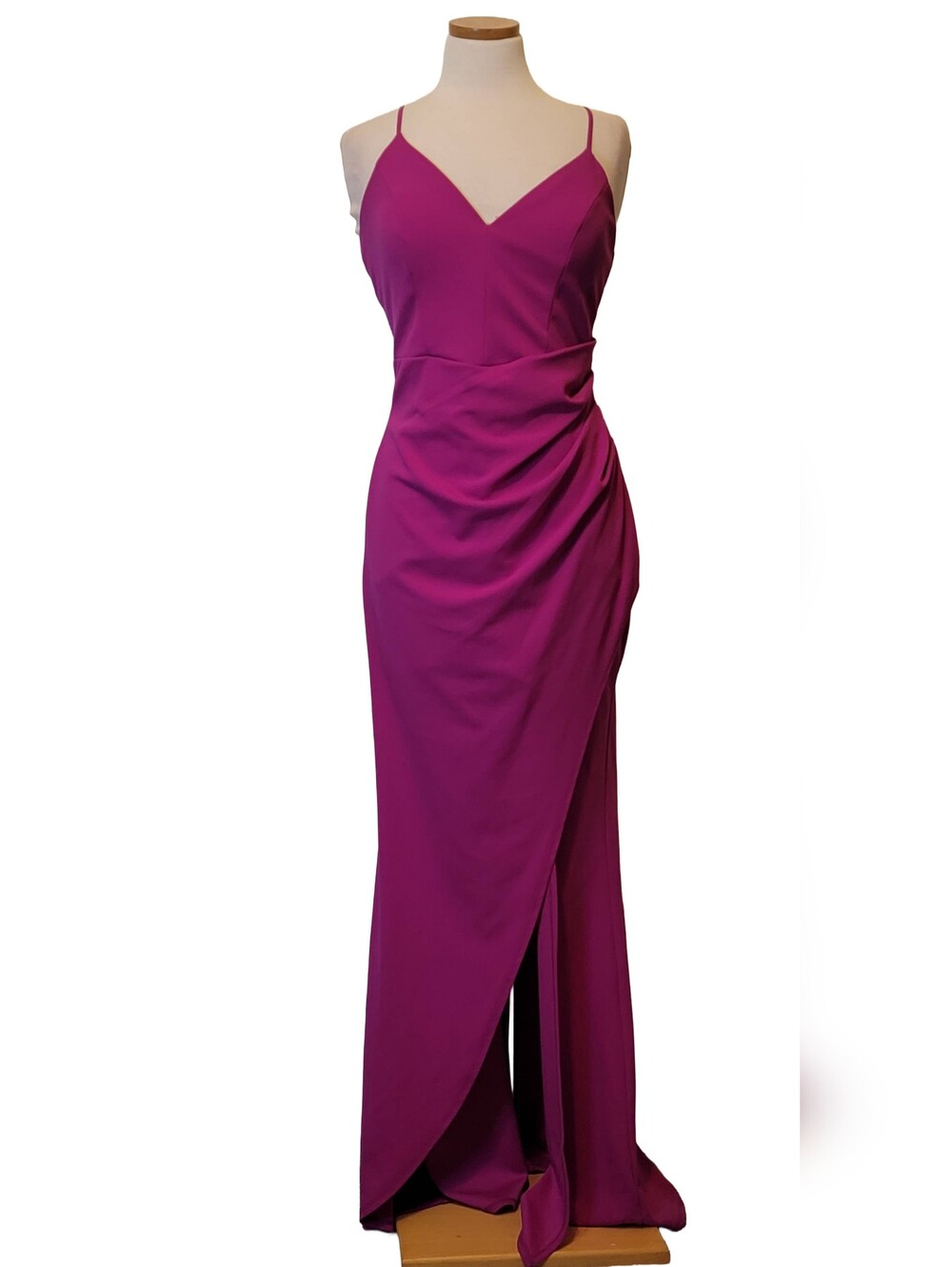 Honey & Rosie Sweetheart Wrap Ruched Slit Wedding Guest Formal Party Maxi Dress